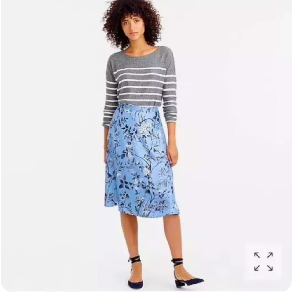 NWT J Crew Collection flowy A-line skirt in Ratti monkey print Blue Trees Silk